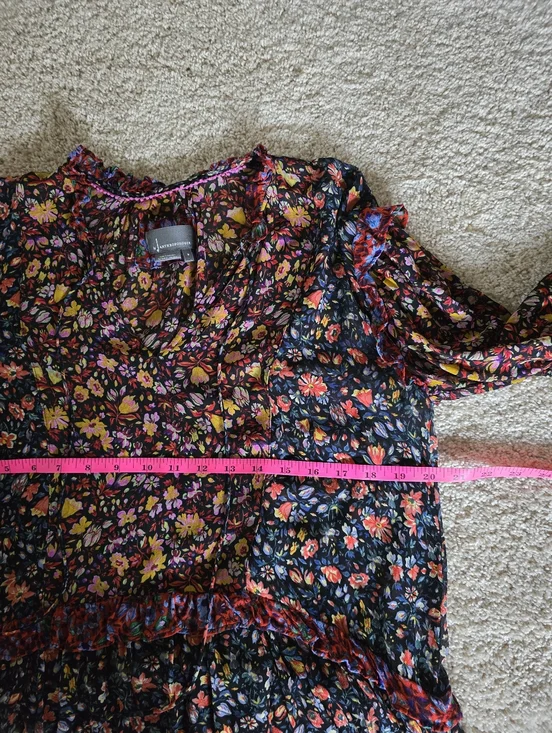 By Anthropologie Size Small Sheer Floral Ruffle Dress - Picture 11 of 13